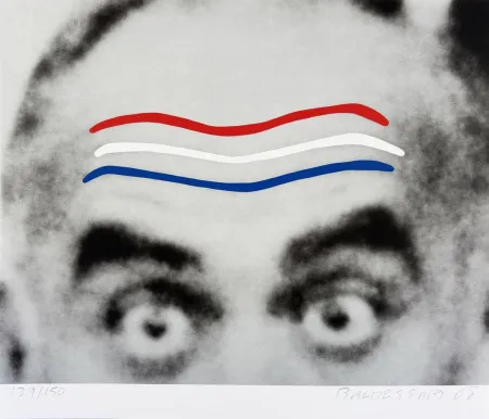 Serigrafía Baldessari - Raised Eyebrows/Furrowed Foreheads (Red, White, and Blue) from the Artists for Obama Portfolio