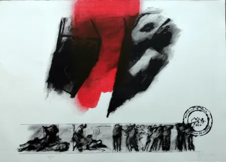 Litografía Balmes - El rojo gota a gota va naciendo