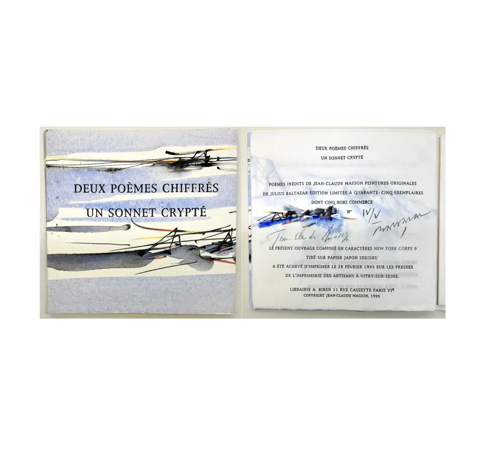 Libro Ilustrado Baltazar - DEUX POÈMES CHIFFRÉS UN SONNET CRYPTÉ. Peintures originales (1995)