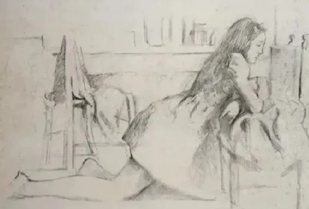 Litografía Balthus - Jeune fille agenouillée sur fauteuil