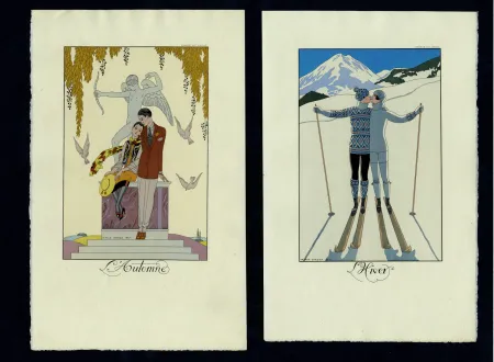 Libro Ilustrado Barbier - FALBALAS ET FANFRELUCHES. Almanach des modes présentes, passées et futures pour 1922, 1923, 1924, 1925 et 1926. Collection complète