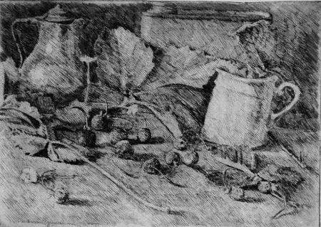 Aguafuerte Barbisan - Natura morta con fragole