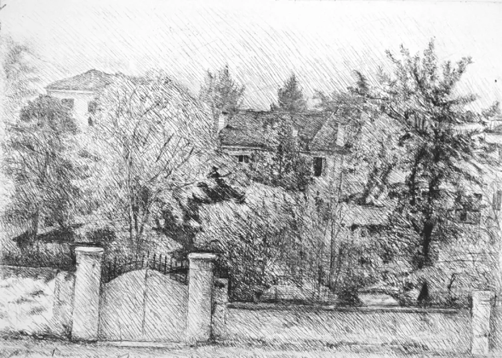 Aguafuerte Barbisan - Paesaggio trevigiano