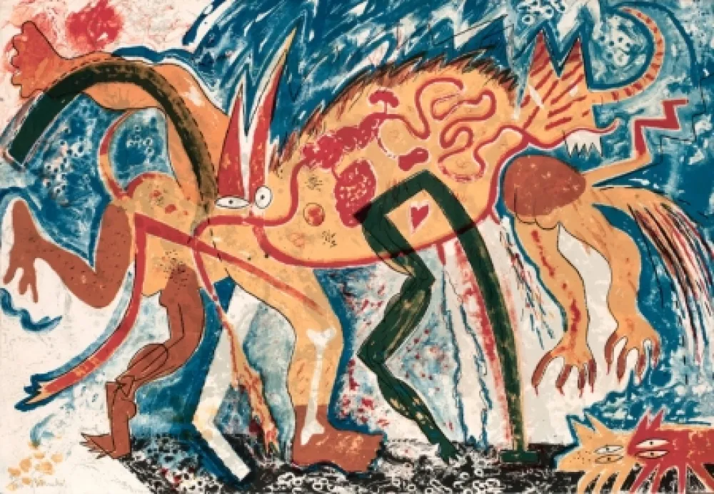 Litografía Barcelo - Animal amb tres pixerades