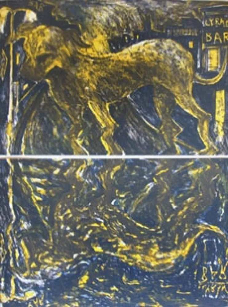 Litografía Barcelo - Chien sous la pluie