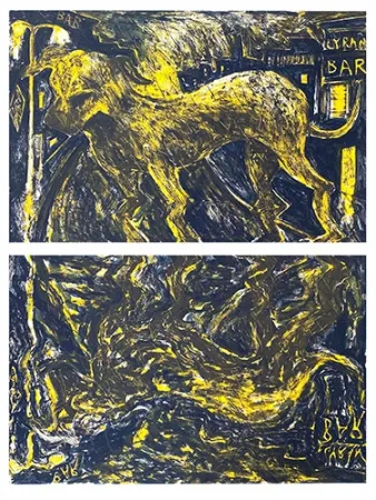 Litografía Barcelo - Chien sous la pluie