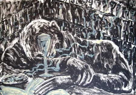 Litografía Barcelo - Homme ivre