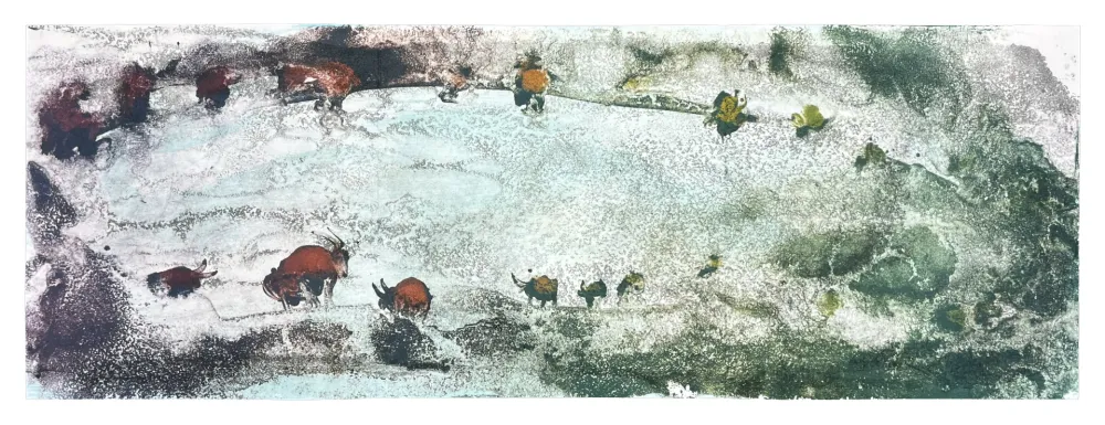 Litografía Barcelo - La Chèvre du Tibet