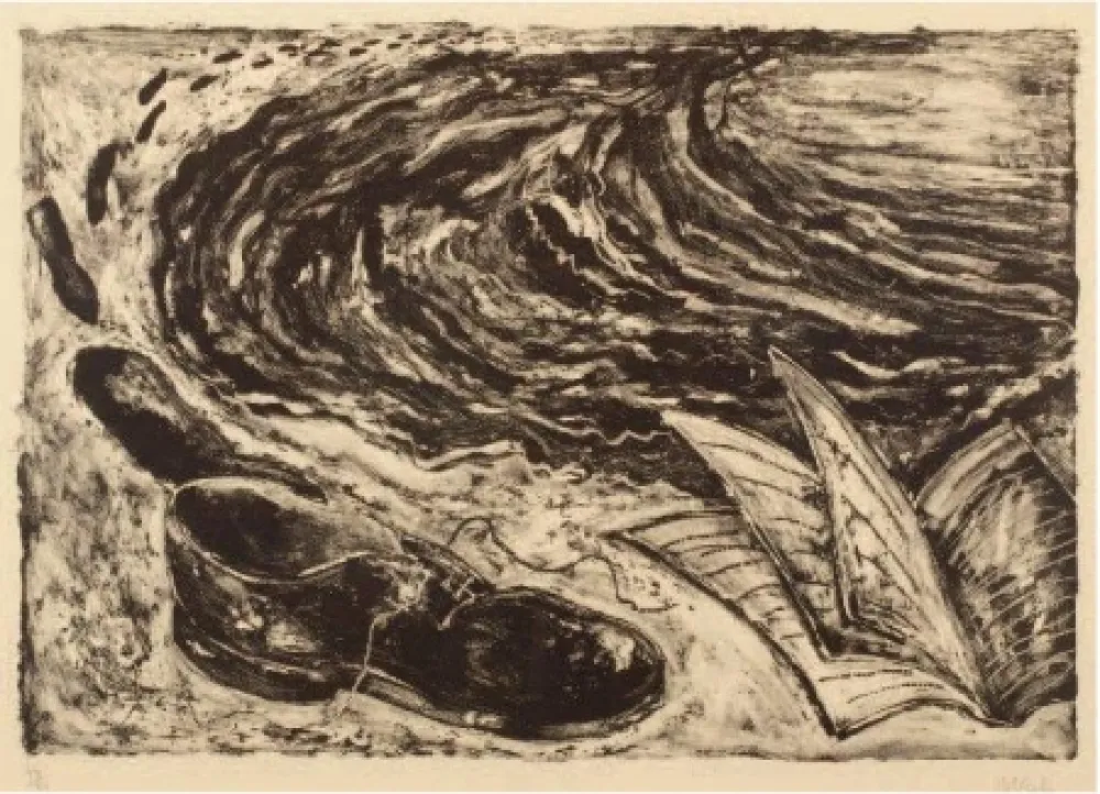 Litografía Barcelo - Soulier (shoe and book)