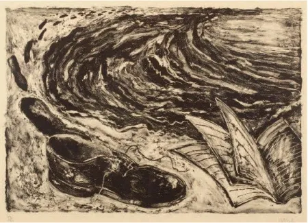 Litografía Barcelo - Soulier (shoe and book)