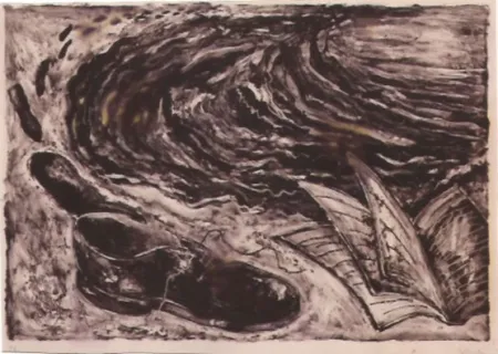 Litografía Barcelo - S/T (zapato y libro)