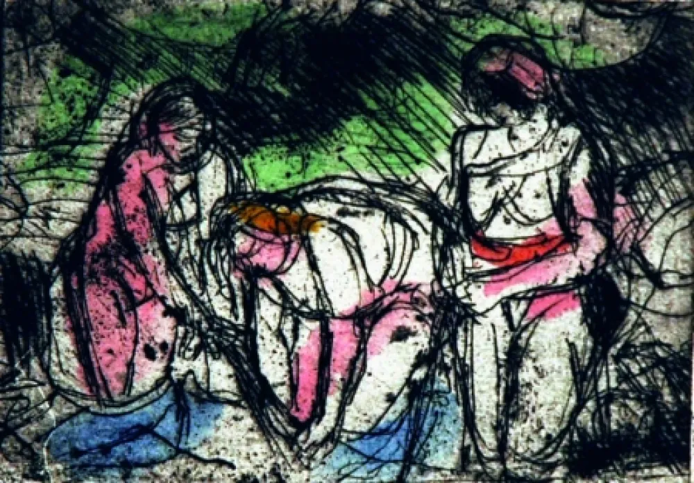 Aguafuerte Bartolini - Ragazze al lavatoio