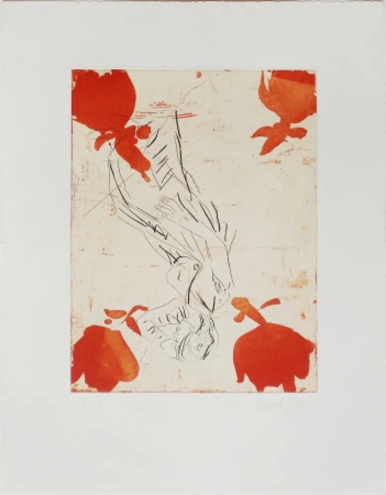 Aguafuerte Baselitz - Melancholie, Vier Rosen