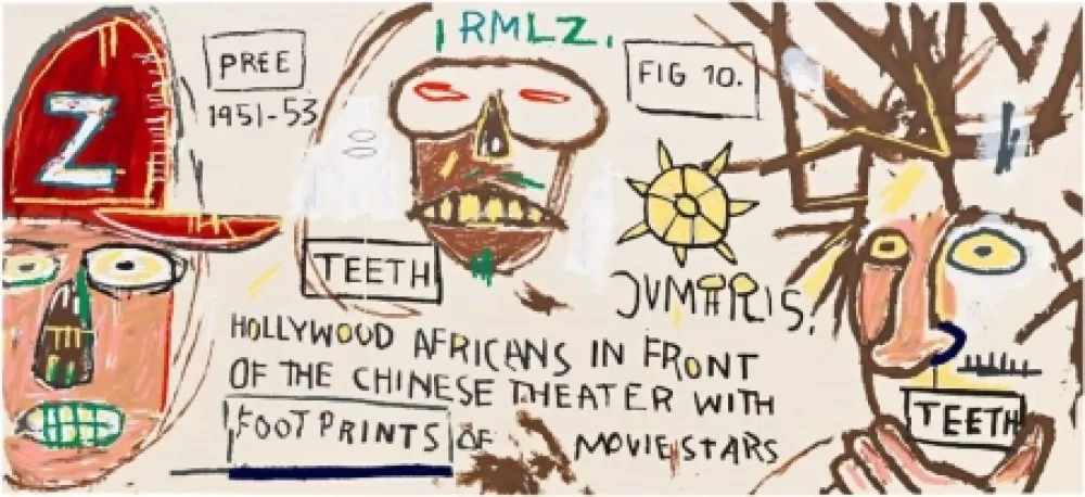 Serigrafía Basquiat - Hollywood Africans in Front of the Chinese Theater with Footprints of Movie Stars