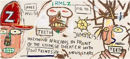 Serigrafía Basquiat - Hollywood Africans in Front of the Chinese Theater with Footprints of Movie Stars