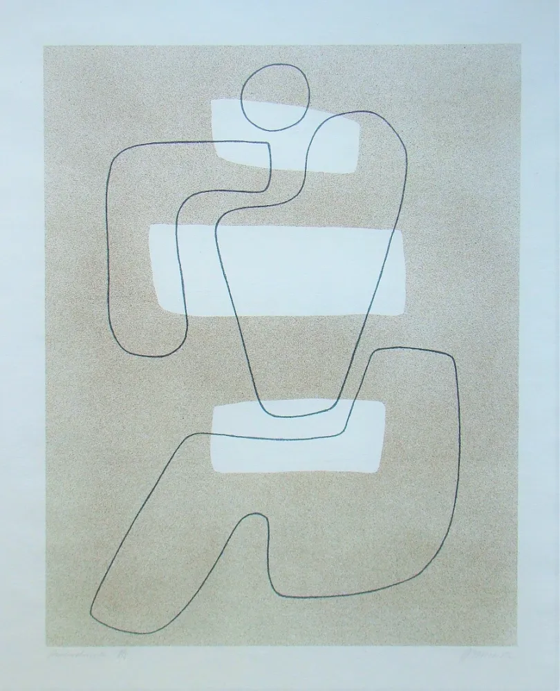 Litografía Baumeister - Linienfigur mit hellen Flächen