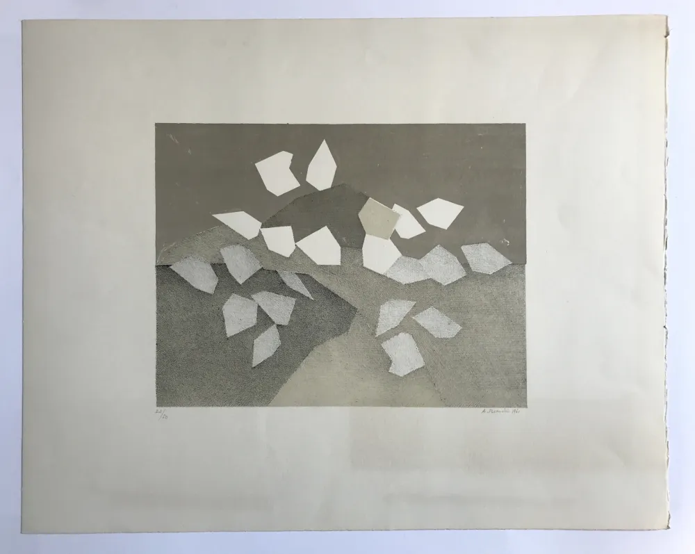 Litografía Beaudin - Sans titre (Composition à dominante marron et beige)