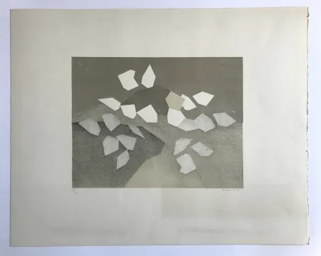 Litografía Beaudin - Sans titre (Composition à dominante marron et beige)