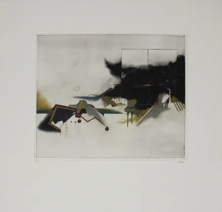 Aguafuerte Y Aguatinta Beeri - Graue Landschaft / Gray Landscape