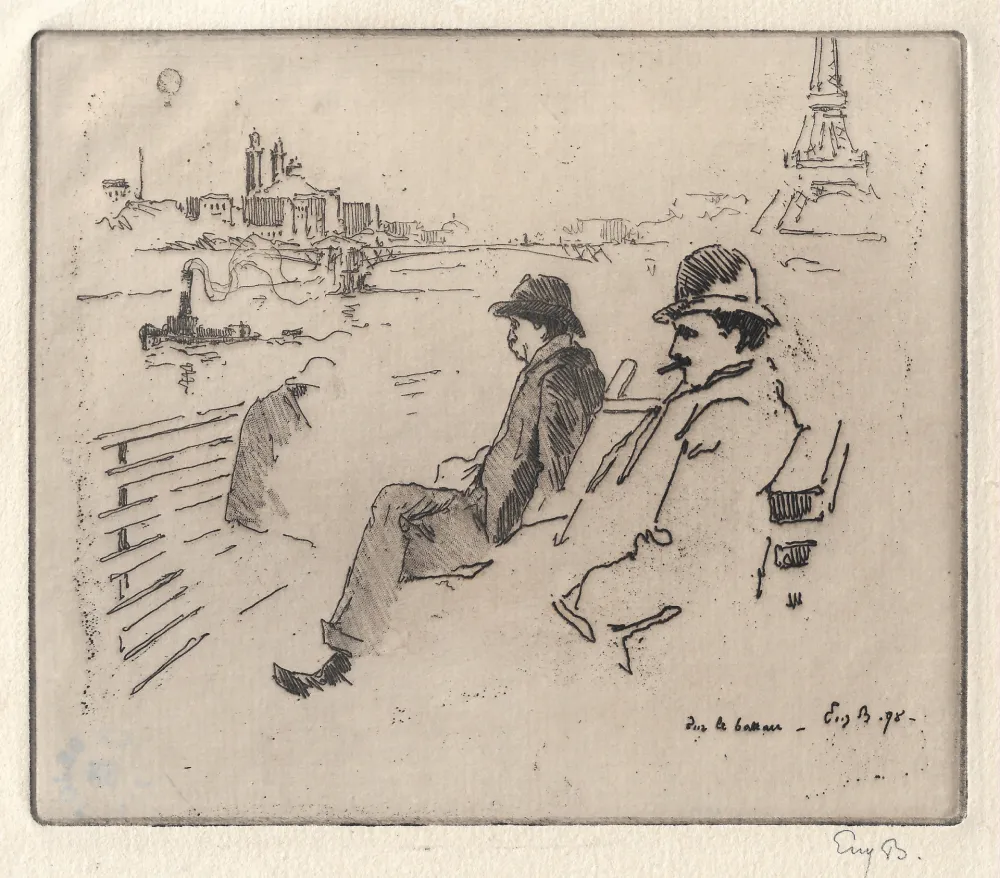 Grabado Bejot - Sur le bateau