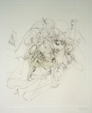 Grabado Bellmer - Dialogue entre un prêtre et un moribond