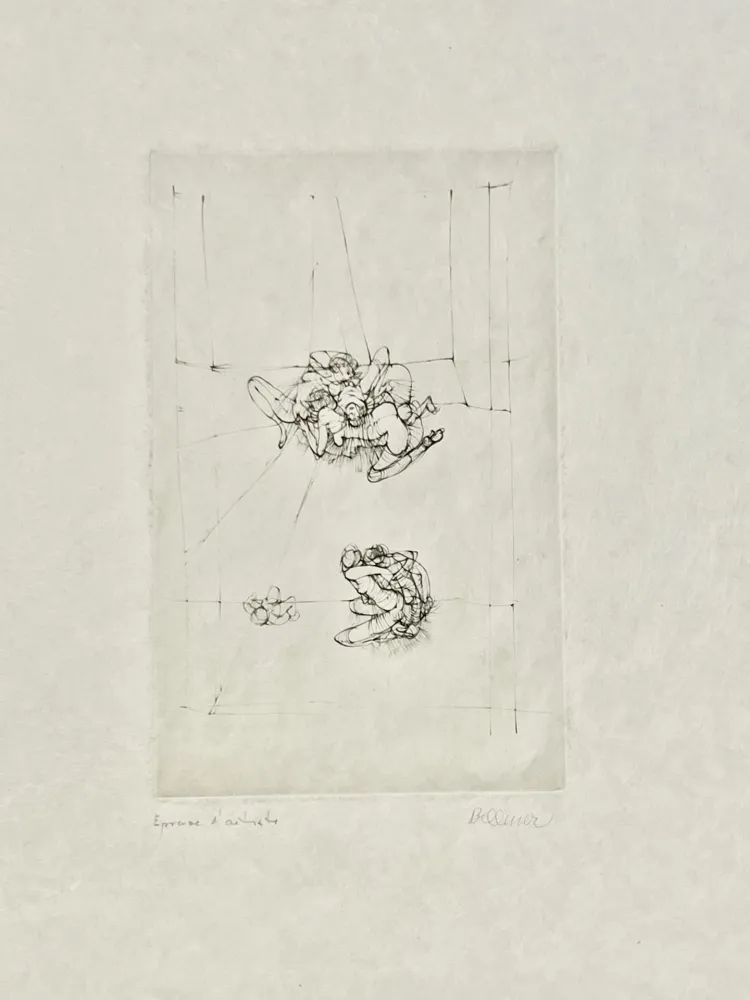 Sin Técnico Bellmer -  Eau-forte Couple, circa 1971 - Epreuve d'artiste sur papier de soie
