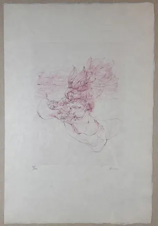 Grabado Bellmer - Femme au Chapeau D'Oisseau