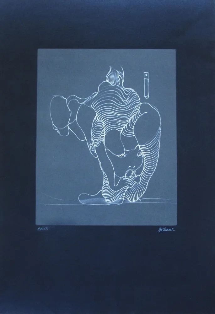 Aguafuerte Bellmer - Femme avalant un serpent