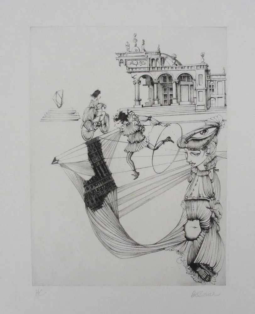 Aguafuerte Y Aguatinta Bellmer - Filles et cerceau