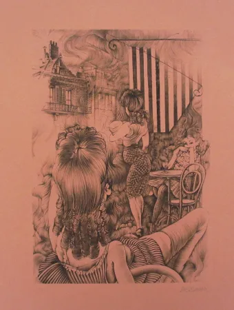 Aguafuerte Y Aguatinta Bellmer - Incendie à Marseille