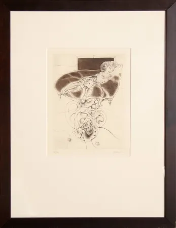 Grabado Bellmer - La petite fille sur canape noir