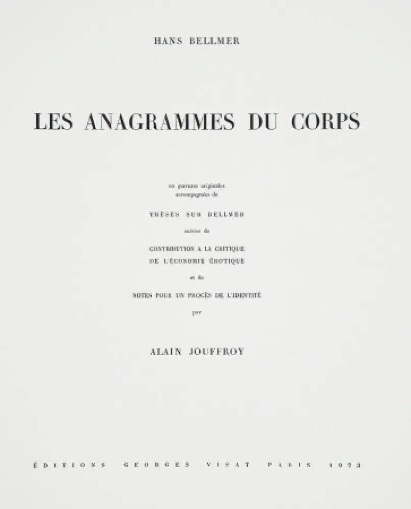 Libro Ilustrado Bellmer - Les Anagrammes du corps