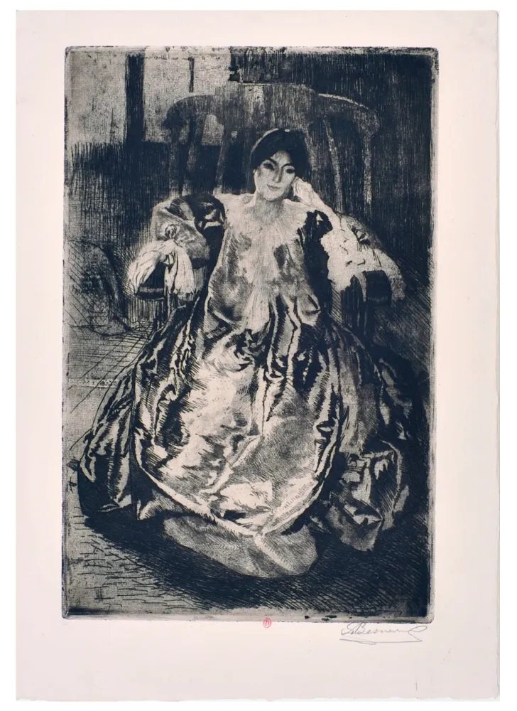 Aguafuerte Besnard - La rêveuse : eau-forte