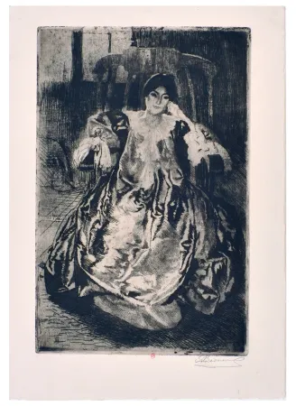 Aguafuerte Besnard - La rêveuse : eau-forte