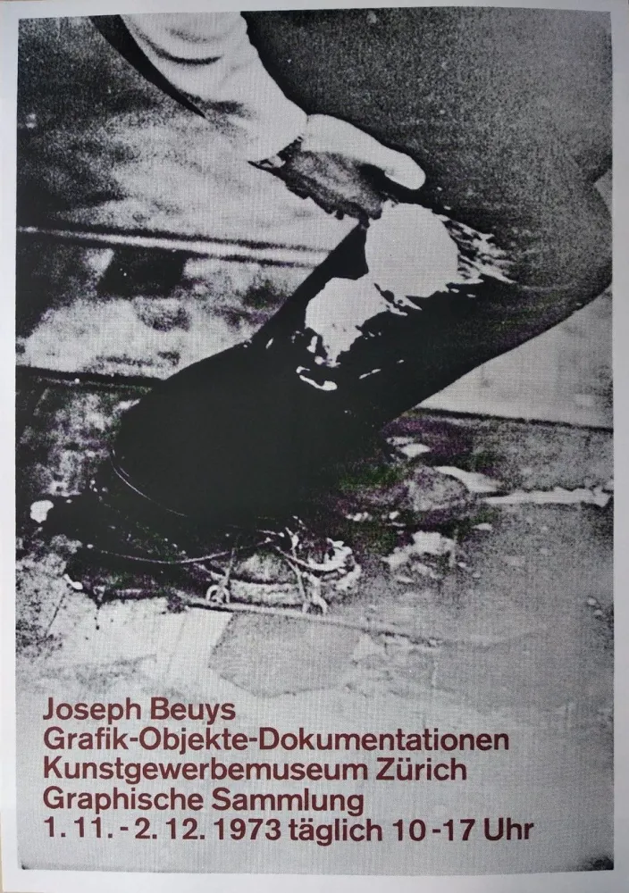 Serigrafía Beuys - „Joseph Beuys. Grafik-Objekte-Dokumentationen. Kunstgewerbemuseum Zürich. Graphische Sammlung. 1.11.-  2.12.1973 täglich 10-17 Uhr“.