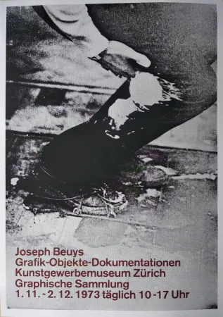 Serigrafía Beuys - „Joseph Beuys. Grafik-Objekte-Dokumentationen. Kunstgewerbemuseum Zürich. Graphische Sammlung. 1.11.-  2.12.1973 täglich 10-17 Uhr“.