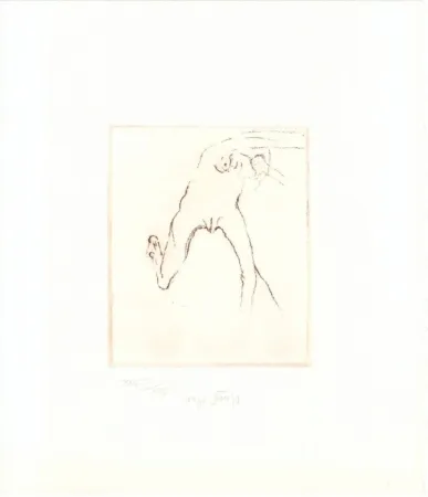 Aguafuerte Y Aguatinta Beuys - Schwurhand: Frau rennt weg mit Gehirn 