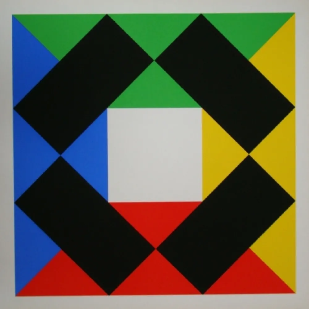 Serigrafía Bill - Komposition mit weissem Zentrum