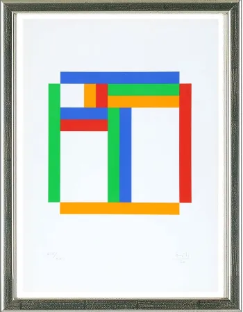 Serigrafía Bill - Ohne Titel (blau, grün, gelb, rot) 1970