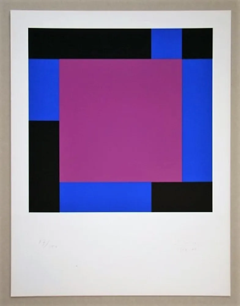 Serigrafía Bill - Quadrat in gegenläufigen Reflexionen