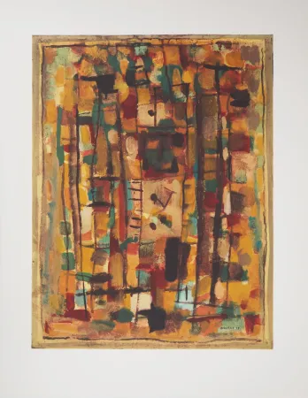 Litografía Bissiere - Composition abstraite