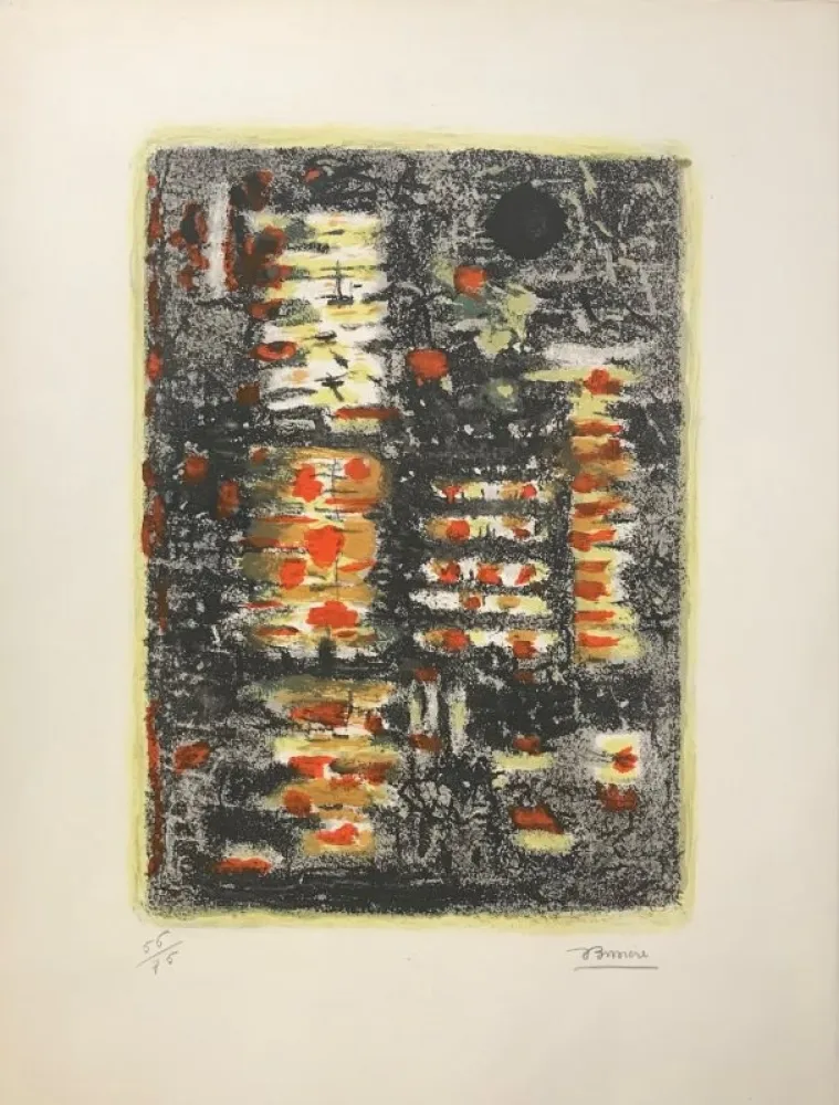 Litografía Bissiere - Lumière dans la forêt 