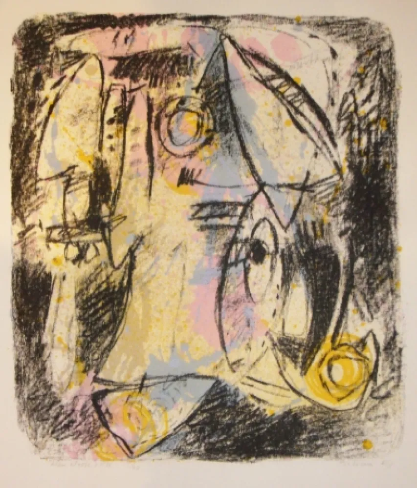 Litografía Bitran - Rose et bleu d'été