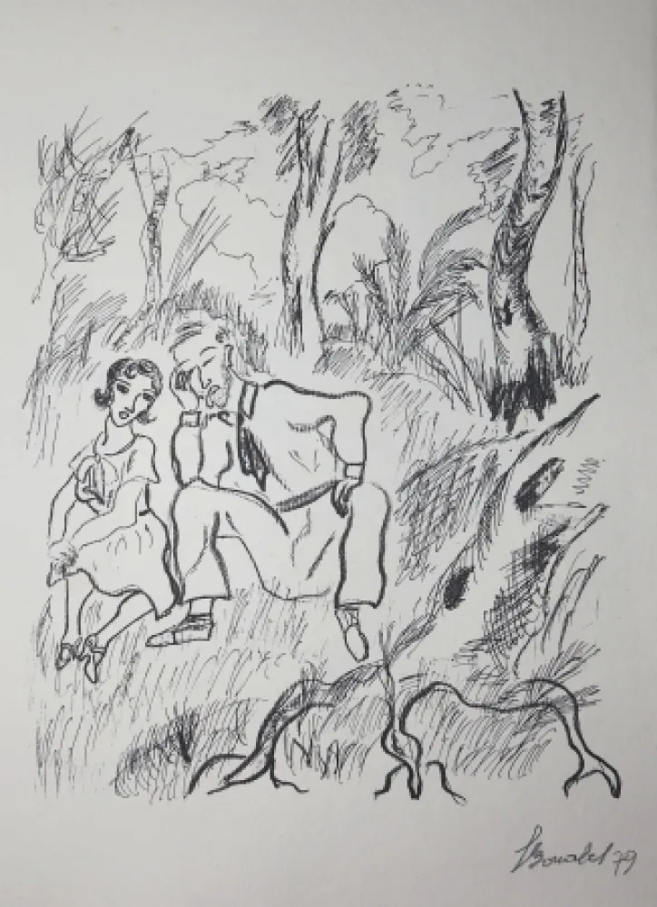 Grabado Bonabel - Louis-Ferdinand Céline - Gravure Originale - Voyage au Bout de la Nuit