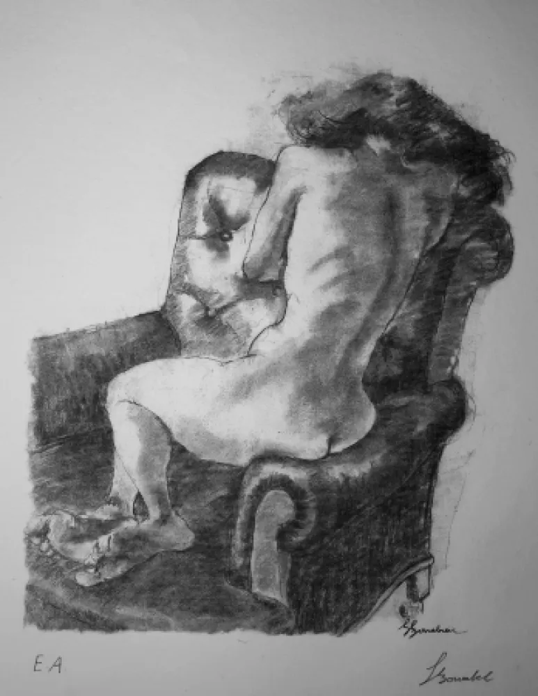 Litografía Bonabel - Louis-Ferdinand Céline - Litographie Originale / Original Lithograph - Autoportrait/Self-portrait -1945