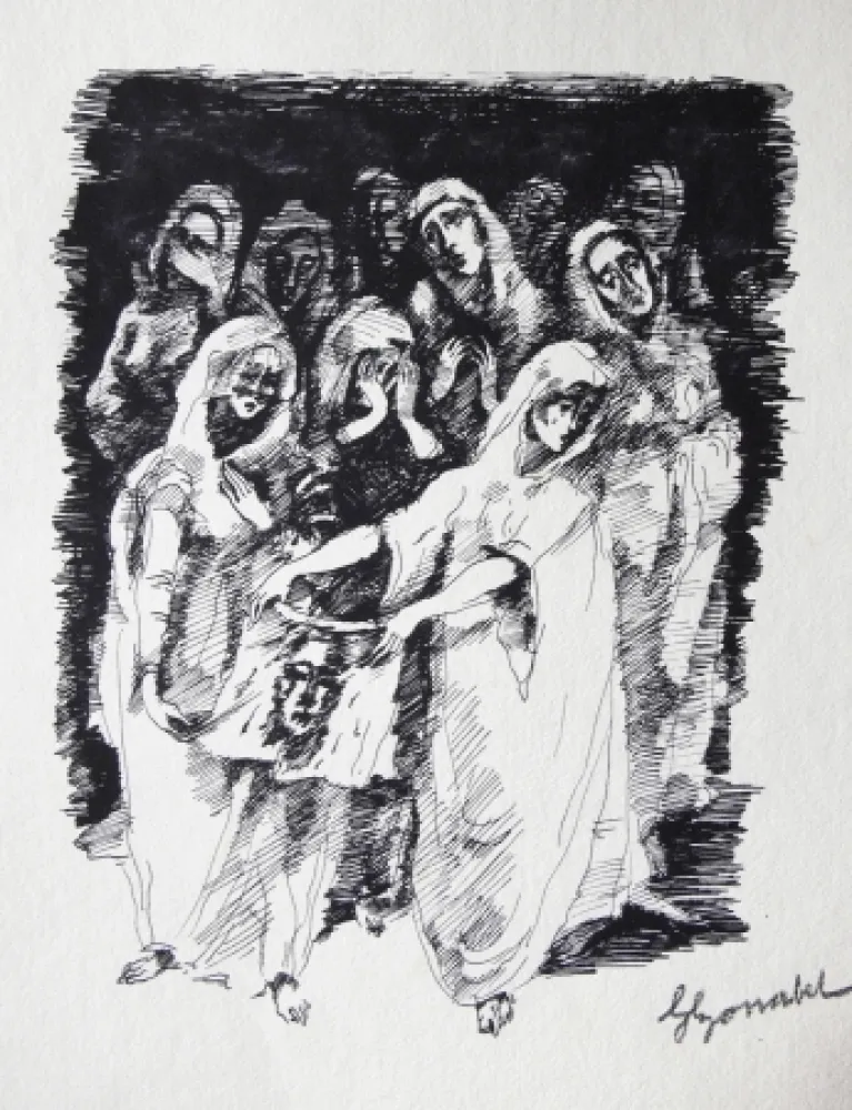 Grabado Bonabel - Louis-Ferdinand Céline / Lucette Almansor - Gravure Originale - Répétion ballet en costume