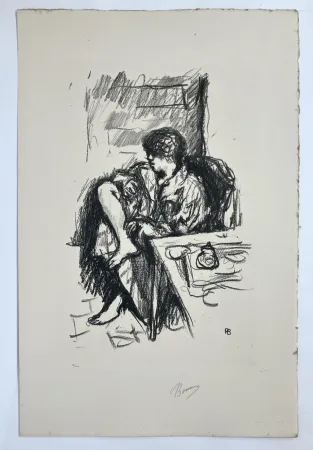 Litografía Bonnard - Femme assise faisant sa toilette. 1925.