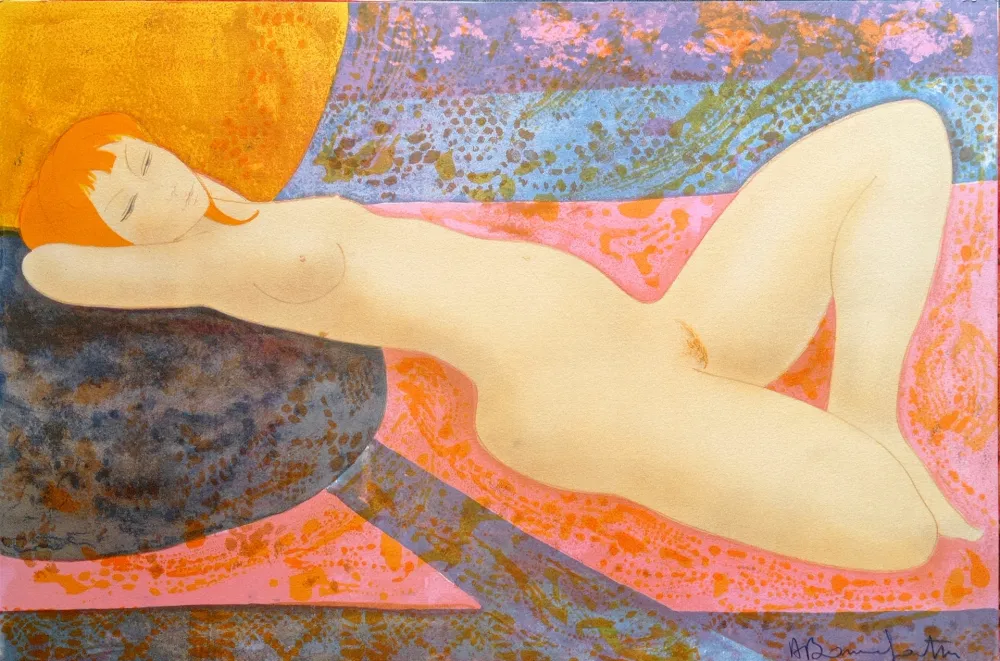 Litografía Bonnefoit - Alain Bonnefoit - Nude 2, Chromolithograph on Arches paper, Hand signed, cca 70-80's