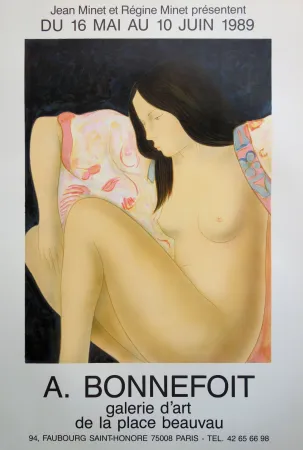 Litografía Bonnefoit - Nu au kimono