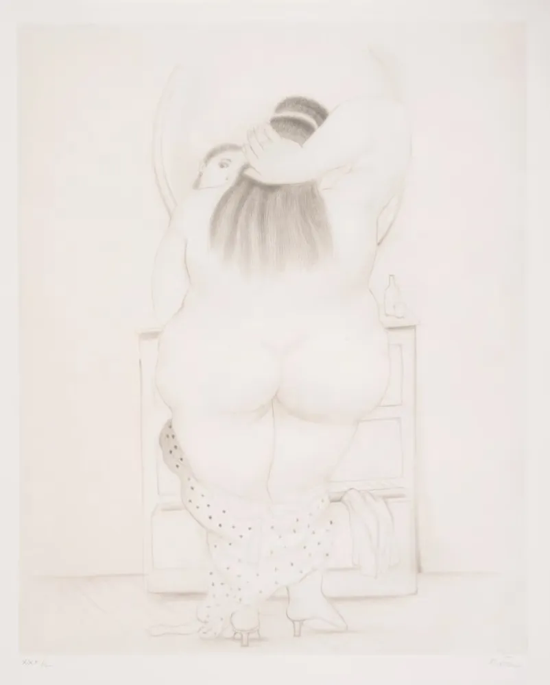 Litografía Botero - Mujer ante el espejo